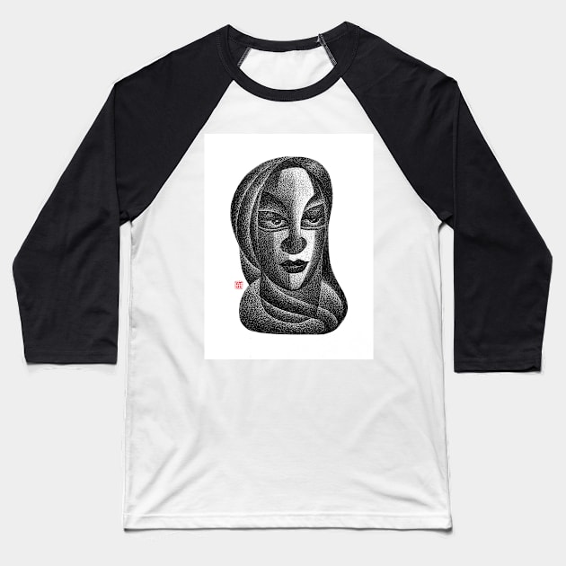 Traditional Woman Portrait Baseball T-Shirt by GeeTee